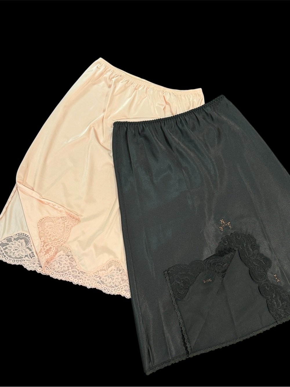 Vintage Lace Half Slips Black / Pink Medium
